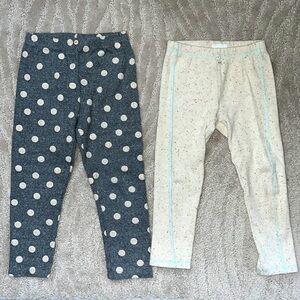 Lot of 2 Zara Ribbed Leggings Polka Dot & Rainbow Speckled